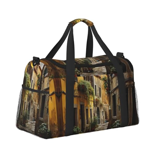 Italian Old Street print Weekender Overnight Carry On Bag Gym Luggage Bag Duffel Bag for Travel Women3