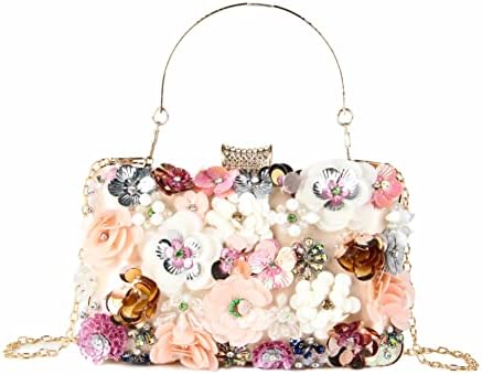 Women Clutches Flower Evening Handbag Chain Strap Shoulder Bag