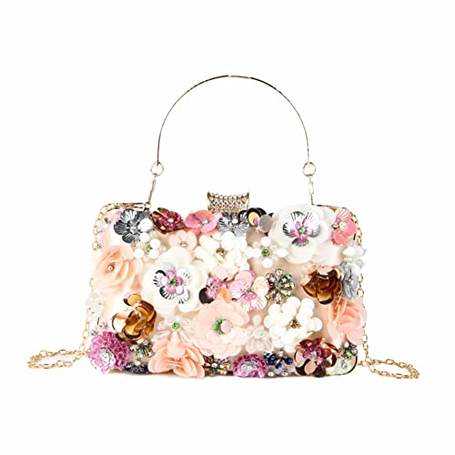 Lanpet Flower Evening Clutch with Chain Strap