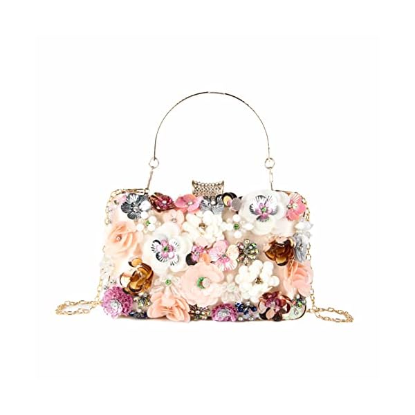 Lanpet Women Luxury Flower Velvet Clutch Purse Rhinestone Crystal Evening Bag for Wedding Party