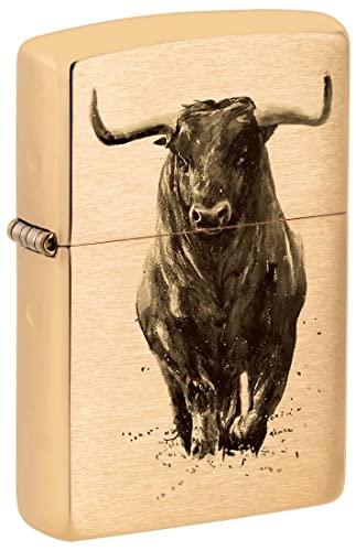Encendedor Zippo diseño Bull latón cepillado miniatura 1