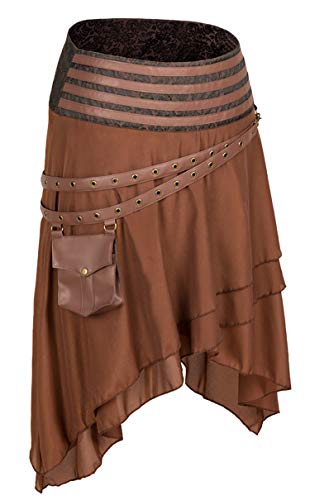 Alivila.Y Fashion Womens Steampunk Gothic Skirt Pirate Skirts 31710-Brown-XL