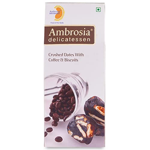 Image of Ambrosia Delicatessen Crushed Dates with Coffee and Biscuits - 100gm | Premium Dates, Khajoor, Khajur | Arabian Dates Gift Pack Box | 100% Natural | Gluten Free | Vegan