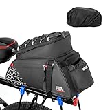 KEMIMOTO Bike Bag PVC Bicycles Rear Rack 15L Bicycles Trunk Pannier with Waterproof Cover and Water Cup Bag for Commuter Travel Outdoor