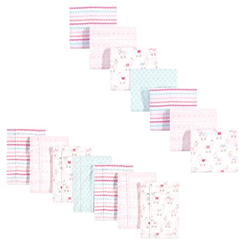 Hudson Baby Unisex Cotton Flannel Burp Cloths & Receiving Blankets, 14-Piece
