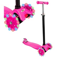 Toddler Scooter - Beginner Scooter with Adjustable-Height Handlebar and LED Wheels - Riding Toys for Girls and Boys Ages 3 and up by Lil Rider Pink