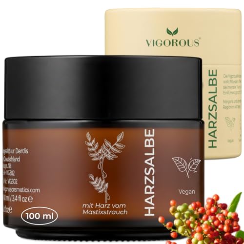 Vigorous Harzsalbe gegen große Poren - porenverfeinernde creme - Dank Harzsalbe aktiv Mitesser entfernen & Poren verkleinern -mit Aktivharzsalbe Poren verfeinern Gesicht - Made in Germany - 100ml