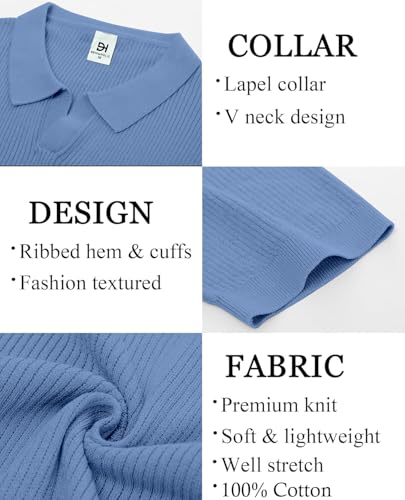 Image of DENIMHOLIC Cotton Knitted Polo T Shirt for Man | Ribbed Textured Knit Polo Mens Tshirts | Collar T Shirts for Men