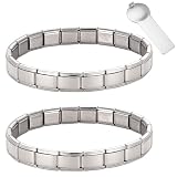 Nomination Bracelets, Italian Charm Bracelet with 2 Silver Bracelets and 1 Silver Removal Tool, Adjustable Design for Women, Silver Charm Bracelet with Nomination Charms