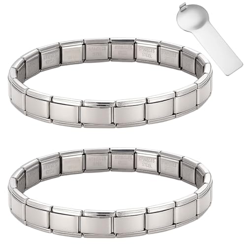 Nomination Bracelets Italian Charm Bracelet with 2 Silver Bracelets and 1 Silver Removal Tool Adjustable Design for Women Silver Charm Bracelet with Nomination Charms