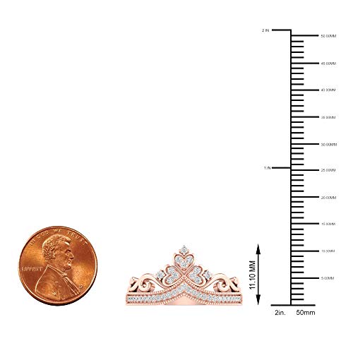 Igi Certified 10K Rose Gold 1/8Ct Tdw Round Diamond Crown Shaped Promise Fashion Ring Love Gift For Women By Dzon(I-J,I2) #TOP4