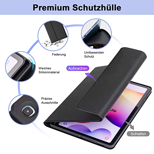 LAMA Samsung Galaxy Tab S6 Lite etui z klawiaturą, niemiecki układ QWERTZ, bezprzewodowa klawiatura etui do Tab S6 Lite 10,4" 2020/2022(SM-P610/P615/P613/P619), etui na klawiaturę Bluetooth, czarne