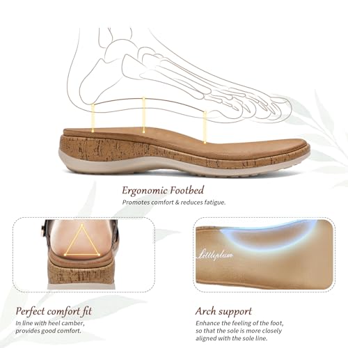 Littleplum Women Slides Sandals Arch Support Open Toe Slip on Sandals Soft Cushion Slippers Comfy Casual Summer Shoes for Walking Beach Travel Black Size 8.5 by Littleplum - Used condition - Image 4