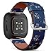CJBROES Replacement Leather Watch Band, Compatible with Fitbit Versa 3 and Fitbit Sense of Wristband Bracelet Accessory - Group Palm Trees
