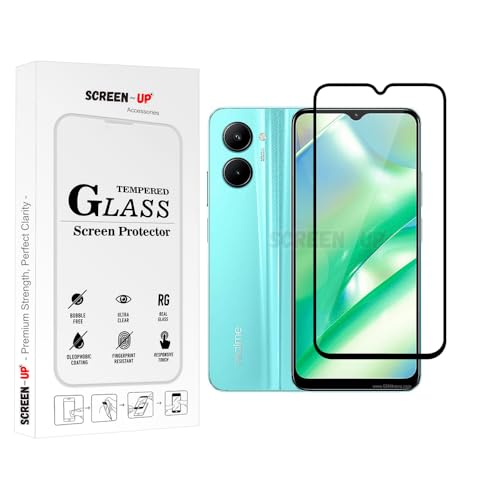 Image of ScreenUp Tempered Glass For Realme C33 2023 - Ultra Clear, 9H Scratch Resistant, Full Coverage, Easy Install Screen Protector