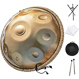 JTYX Handpan-Drum-Instrument, Handpan In D-Moll 9 Noten 22-Zoll-Stahl-Handtrommel Mit Weicher Handpan-Tasche, 2 Handpan-Schlägel, Handpan-Ständer, Staubfreie Tücher