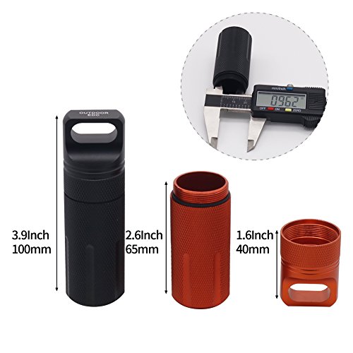 Hrx Package Outdoor Waterproof Edc Survival Container Capsule, Airtight Aluminum Pill Bottle Match Seal Storage Case Camping Essentials Emergency Tool (2Pcs) #TOP2