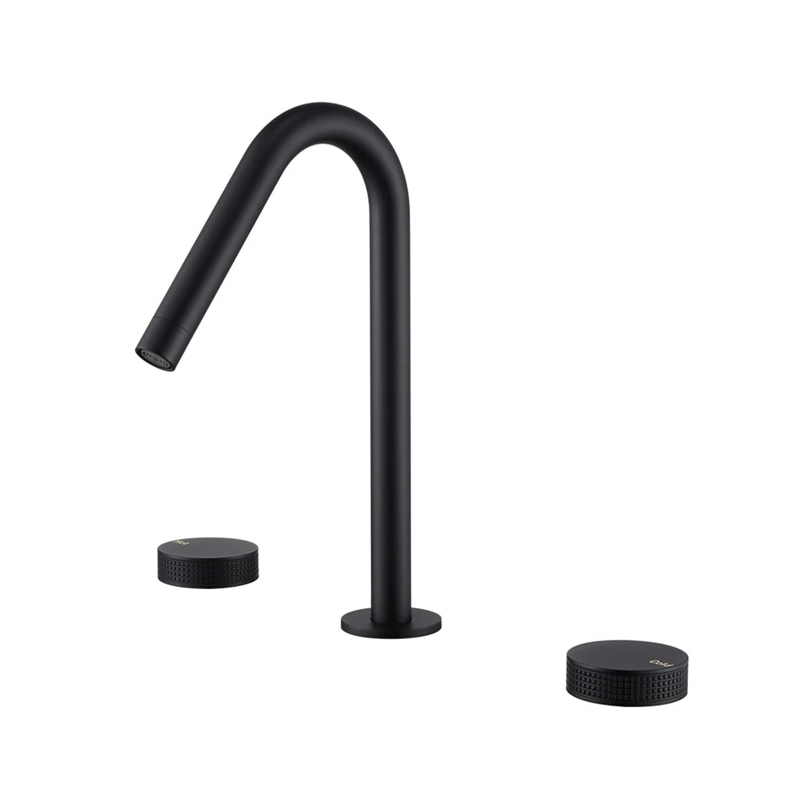 Grifo de Lavabo Negro Mate de 3 uds., Mezclador de Fregadero frío y Caliente, Montaje en encimera, Mango Doble moleteado, Grifo de 3 Agujeros, Kit de Grifo de baño(1733D-GM)
