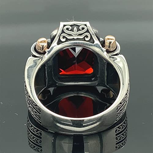 Men Handmade Ruby Stone Ring, Shiny Red Stone Ring, Ottoman Style Handmade Ring, 925K Sterling Silver Ring, Gift For Him #TOP6