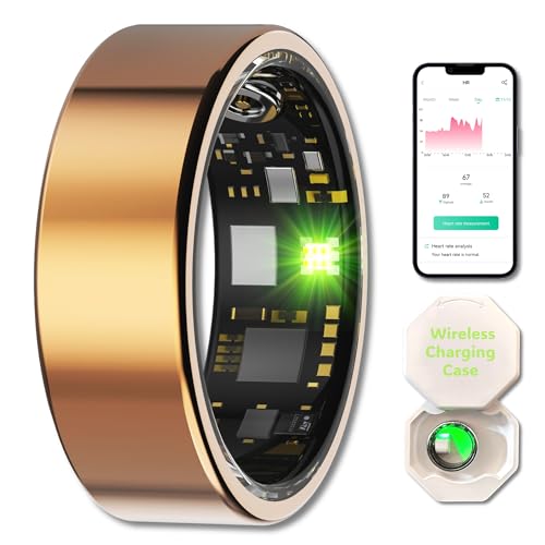 Smart Ring Fitness Tracker per uomo e donna, anello di salute con monitoraggio del sonno, frequenza cardiaca, ossigeno nel sangue, impermeabile IP68, senza abbonamento, include custodia di ricarica