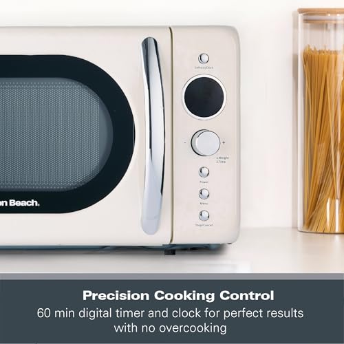 Hamilton Beach 20L Retro Microwave, Compact, 8 Presets, 60 Min Timer, Express Cooking, Child Lock, LED Display, Defrost, 700W - HB70H20C, Cream - Image 6