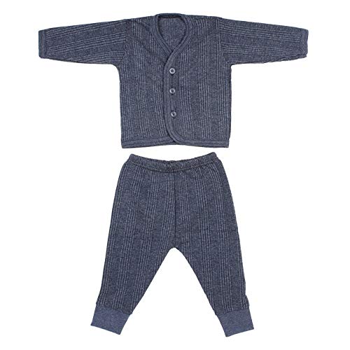 FABZONE Baby Hosiery V-Shaped Front Open Thermal Set (Blue_0-3 Months)