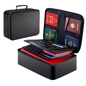 GIANTLUMl 5200°F Document Organizer with Lock,Upgraded Heat Insulated Fireproof＆Waterproof Box 8 Layers File Organizer,Portable Home Office Safe Storage for Important Documents,Safe Box,Fireproof Bag