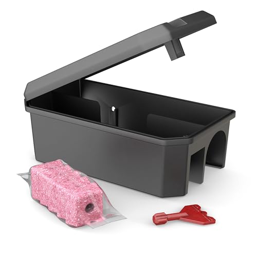 NOPE! Pre-Baited Rat Bait Kit (1 Box, 5 Blocks 20g) | Ready-to-Use Rodent Poison Blocks with Max Strength Bromadiolone & Bait Station for Indoor/Outdoor Use