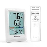 Newentor Indoor Outdoor Thermometer Wireless, Digital Outside Thermometer Hygrometer with Ice Alert,