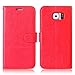Produktbild Galaxy S6 Hülle, CAXPRO® Handyhülle Premium Leder Brieftasche Flip Schutzhülle mit Standfunktion und Kartenfach für Samsung Galaxy S6, Rot