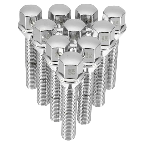 uxcell M12 x 1.5 55mm Wheel Bolts Lug Nuts Taper 60° Taper Seat 17 mm Shank Chrome Wheel Studs Set 10pcs