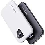 2026 2-Pack 10000mAh Portable Charger with Built in Cables, Travel Essential Battery Pack, 4 Outputs 2 Inputs Slim Power Bank with Cord Wires for iPhone 17/16/15/14, Samsung Galaxy S23/22, Pixel etc