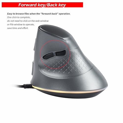 Image of YOCUNKER USB Wired Vertical Mouse 11 RGB Backlight 7200 DPI Adjustable Ergonomic Optical Mouse 6 Buttons, Reduce Wrist Strain, Compatible with MacBook /PC /Laptop /Desktop /Windows /Mac OS (Gray)