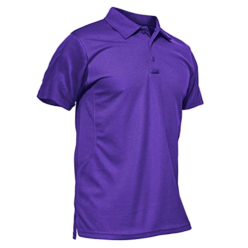 KEFITEVD Mens Polo Shirts Casual Golf Breathable Hiking Shirts Summer Lightweight Athletic Tops,Purple,XL