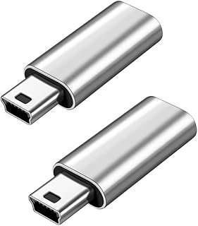 YFFSFDC USB C to ミニUSB 変換アダプタ 2個セット 充電とデータ転送 変換アダプター シルバー | USB C (メス) - Mini USB(オス)アダプター USB Mini Bオスto USB C 変換コネクタ
