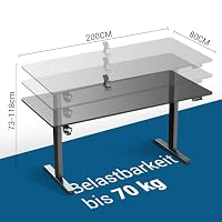 VFU Höhenverstellbarer Schreibtisch mit Speichertasten, 200 x 80 cm – Ansicht 3