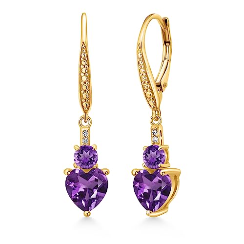 Gem Stone King 18K Yellow Gold Plated Silver Purple Amethyst