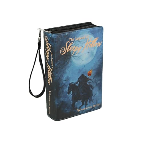 The Legend of Sleepy Hollow Gothic Book-Shaped Clutch Bag with Crossbody or Wrist Strap, 9.25” Long, Perfect for Fans of Classic Horror and Dark Aesthetics