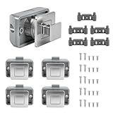 SUPAWAY 5 Stück Caravan Druckknopfschloss Quadratisch RV Metall Druckknopf Schrank Schlösser Schlüssellos Schubladen Verschluss für Wohnmobil, Boot,Yacht, Chrank,Tür, Fach,Schrank,Schrankknauf (Chrom)