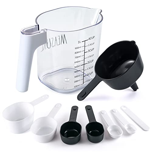 Rae Dunn Measuring Cup Set - 9 Pc. Nesting Stackable Liquid Measure Cup, Dry Measuring Cups And Spoons With Funnel And Scraper - Nesting And Clicks Together For Easy Storage (Multi) #TOP4