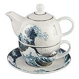  Goebel Die Welle Teekanne mit Untertasse, Tee Kanne, Kaffeekanne, Hokusai, Porzellan, 67013531