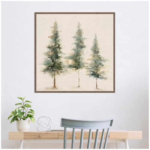 Kate and Laurel Sylvie Abstract Forest Evergreen Trees Framed Canvas Wall Art by The Creative Bunch Studio 30 x 30 Gold, Rustic Farmhouse, Abstract, Landscapes, Nature Art for Wall Decor, Living Room by Kate and Laurel - Used condition - Image 4