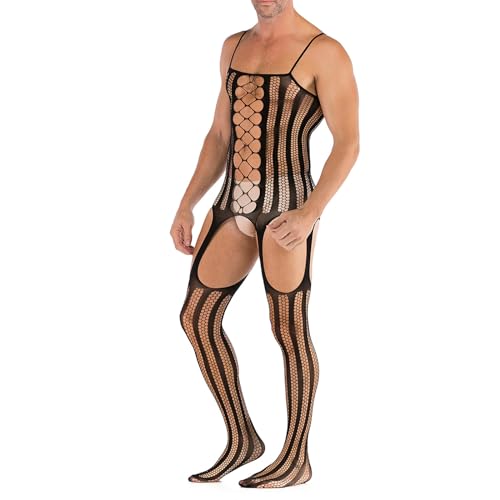 Men's Sheer Mesh Lingerie Sissy Clothes Festival Party Clubwear Sexy Tight Cut Out Elastic One-Piece Bodysuit3