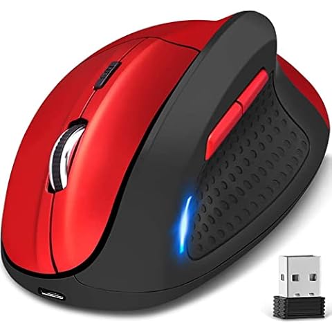 KINGTOP Wireless Vertical Mouse Ergonomic Optical Rechargeable Mice for Computer and Laptop, 800/1200 /1600DPI, 5 Buttons Color Black Cover