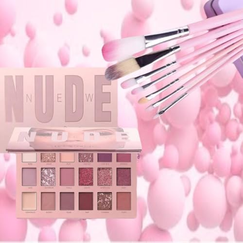 Image of MKSL Beauty Eyeshadow Palette With Brush Set Combo Kit Of The Nude Eyeshadow (18 Shades In 1) Matte Absolute Spotlight Eye Shadow Palette, Smokin Glam,