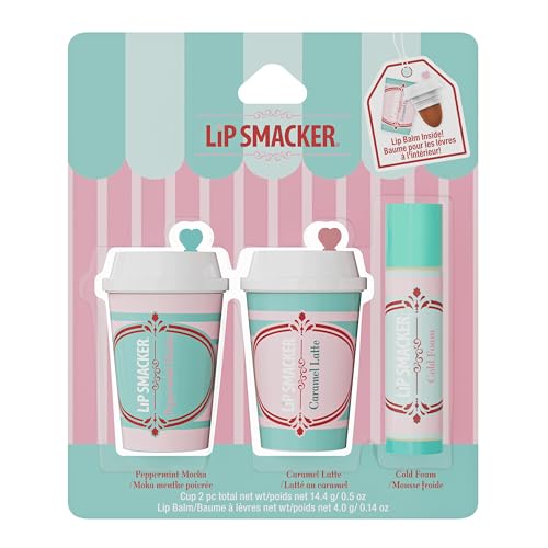 Lip Smacker Holiday Café Balm Trio, Moisturizing Lip Balm Set with Festive Flavors, Collectible Frappe Cup Design, Perfect Holiday Gift for Kids & Lip Balm Lovers