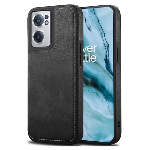 Image of Leather Case for OnePlus Nord CE 2 Premium Protective Stylish Slim Cover with Shockproof Raised Edges Black