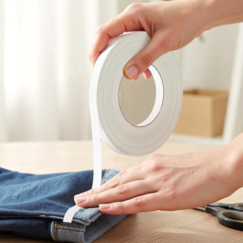 Image of Hem Tape for Pants, 1 /2inch*105FT, Double Sided Fabric Tape | Heavy Duty, No Sewing No Ironing, For Curtains, Dress, Jeans, Clothing, Rug, Carpet, Arts, Stitch Witchery Hemming Tape