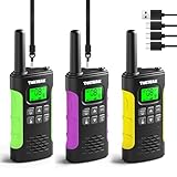 TOKWAK Walkie Talkie para Niños Adultos, 3 Walkie Talkies Recargable con Batería, VOX y Linterna, Walkie-Talkie Largo Alcance 3KM, 16 Canales Walky Talky para Exteriores, Camping, Senderismo