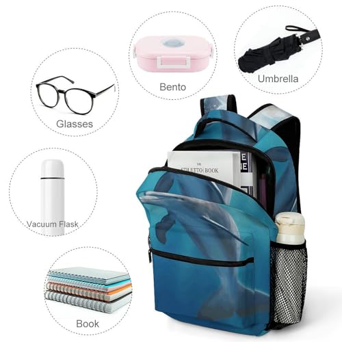 Stylish Backpack, Winter The Dolphin Print Durable Backpack Travel Backpack Multi-purpose Backpack Fashionable Backpack Trendy Backpack4